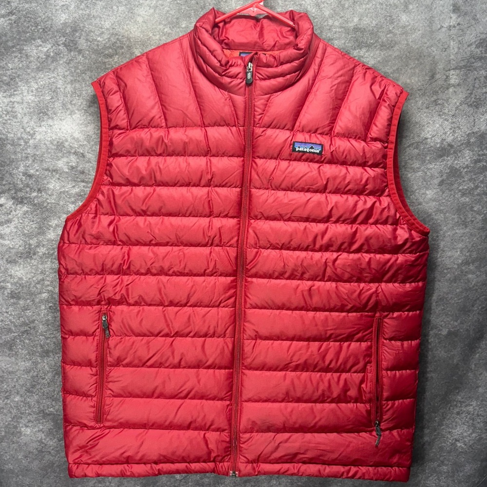 Patagonia Mens Red Goose Down Sweater Vest Full Zip Puffer Size L 84621 Gorpcore